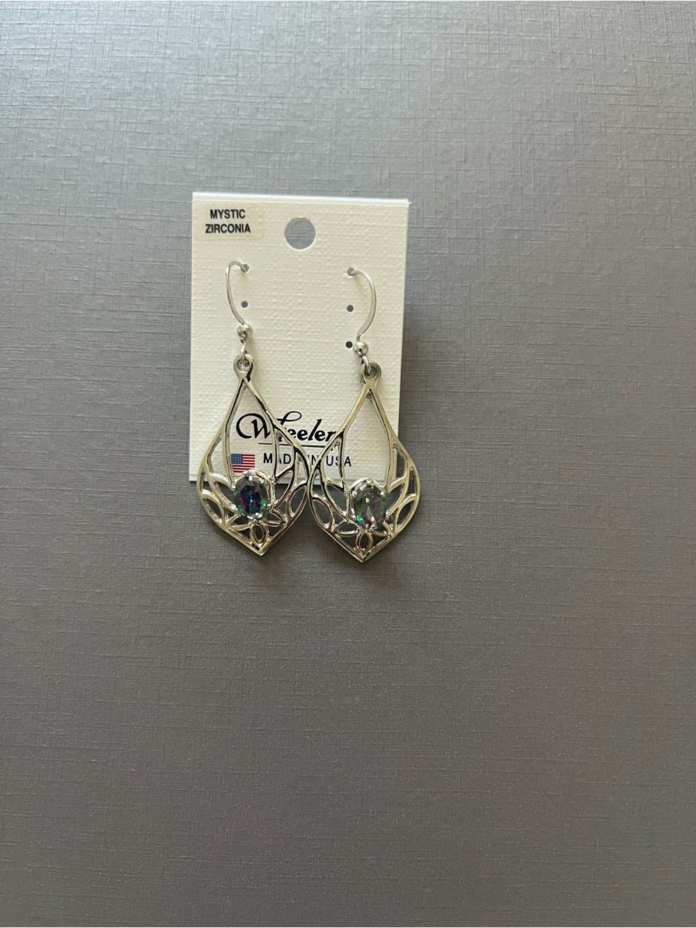 Wheeler Mystic Zirconia Silver Teardrop Dangle Earrings - Iridescent